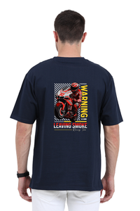 Thumbnail for Smoke Warning! Navy Blue Oversized Biker Tee