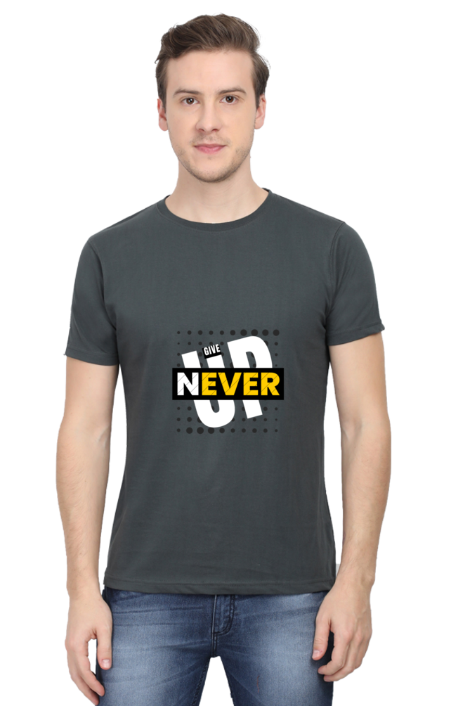 Never Give Up: Steel Grey Gym Unisex Tee